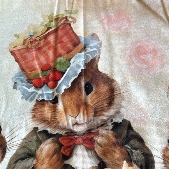 NWT Beatrix Potter Peter Rabbit inspired tea time throw pillow cover nursery OS - Picture 6 of 13